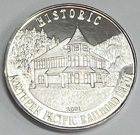 1984 US North Pacific Railroad - Wallace Idaho .999 Fine Silver Coin