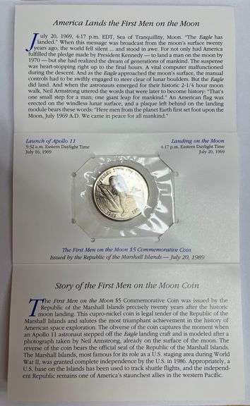 1969 Apollo II Marshall Island $5 Silver Coin