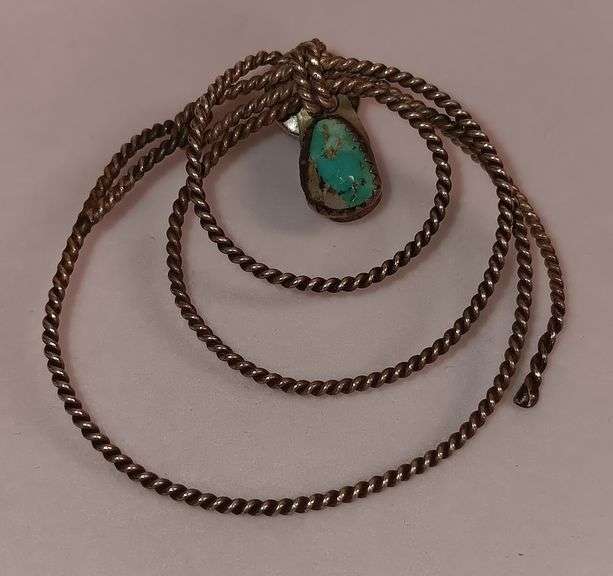 Vintage Sterling Silver & Turquoise Lariat Tie Pin