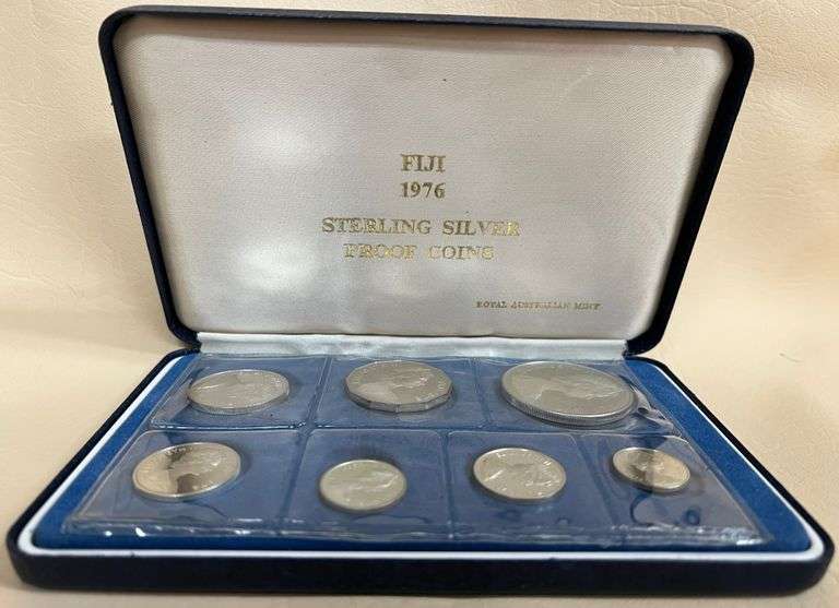 1976 Fiji 7 Coin Sterling Silver Proof Set w/ Box