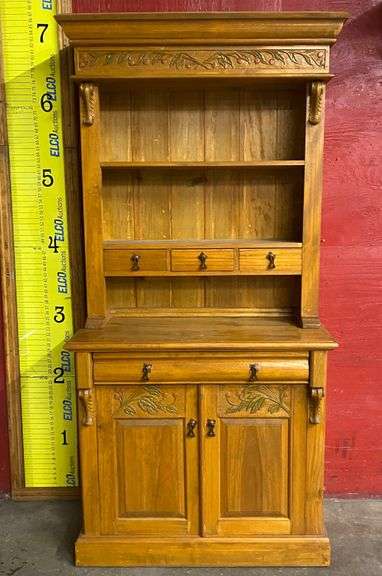 Antique Wooden Hutch, (83"H x 39-3/4"W x 20-1/2")