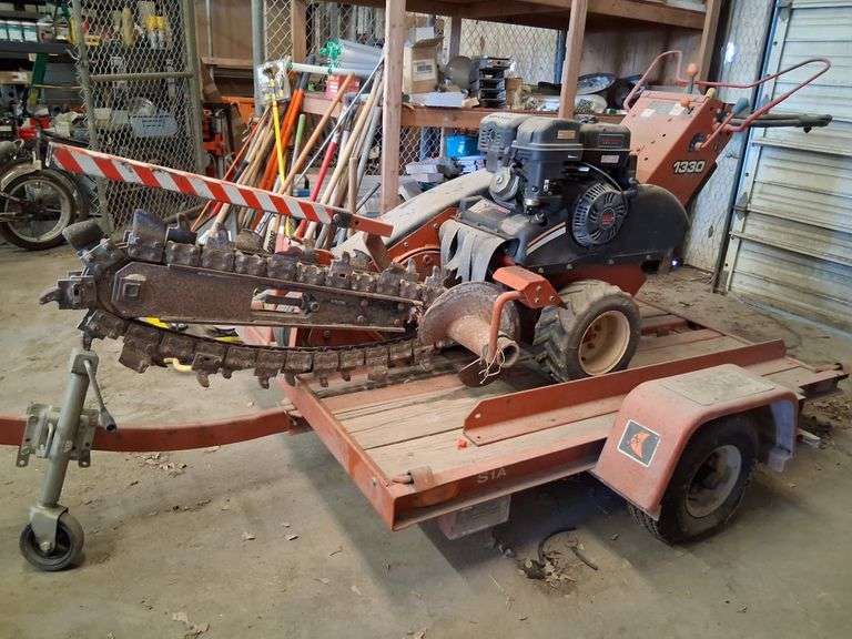 Ditch Witch 1330 Trencher w/ Trailer, Predator Engine, Runs & Operates But Will Need Carburetor Repair