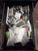 2 Filing Cabinets w/ Outlets, Outlet/Switch Covers, Circuit Breakers & Misc. Electrical Supplies