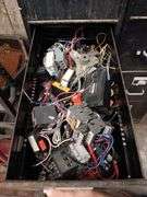 2 Filing Cabinets w/ Outlets, Outlet/Switch Covers, Circuit Breakers & Misc. Electrical Supplies