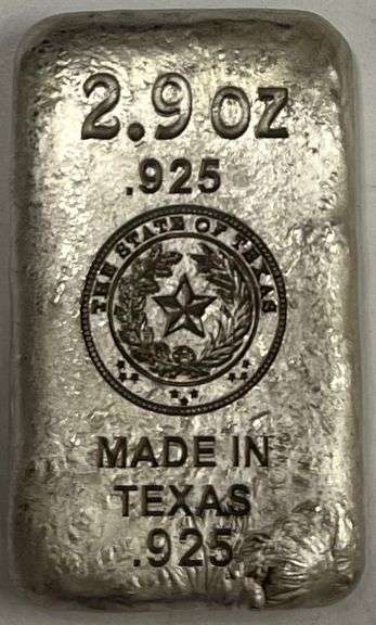 2.9oz State of Texas .925 Sterling Silver Bar