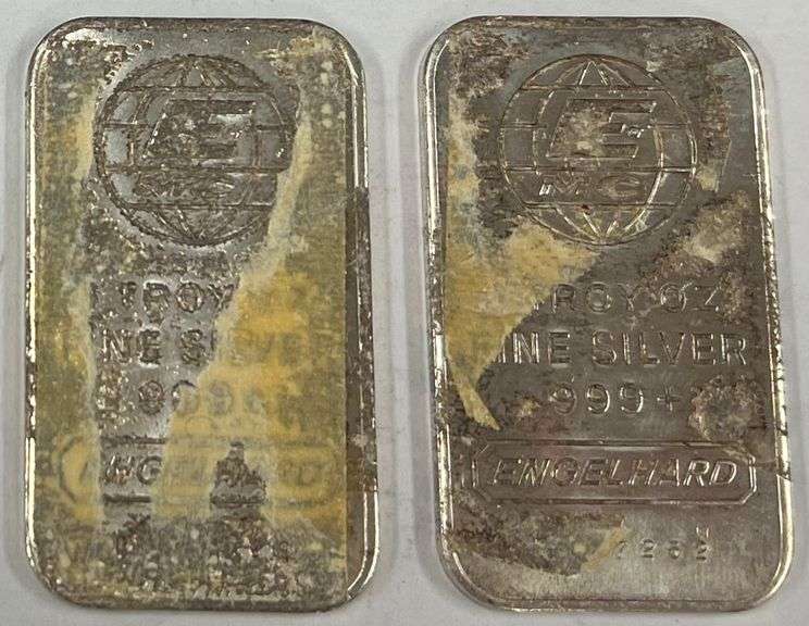 (2) 1oz Engelhard .999 Fine Silver Bars, 2 times the money