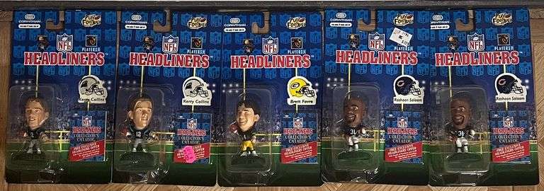 (5) Misc. NFL Headliners Football Action Figures, All In Original Packaging