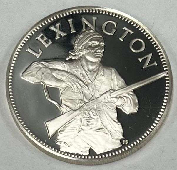Lexington & Concord Bicentennial Sterling Silver Proof Coin-Medal w/ Box, 26 Grams