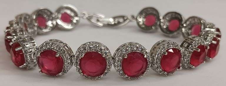 Sterling Silver 8ct Ruby Bracelet