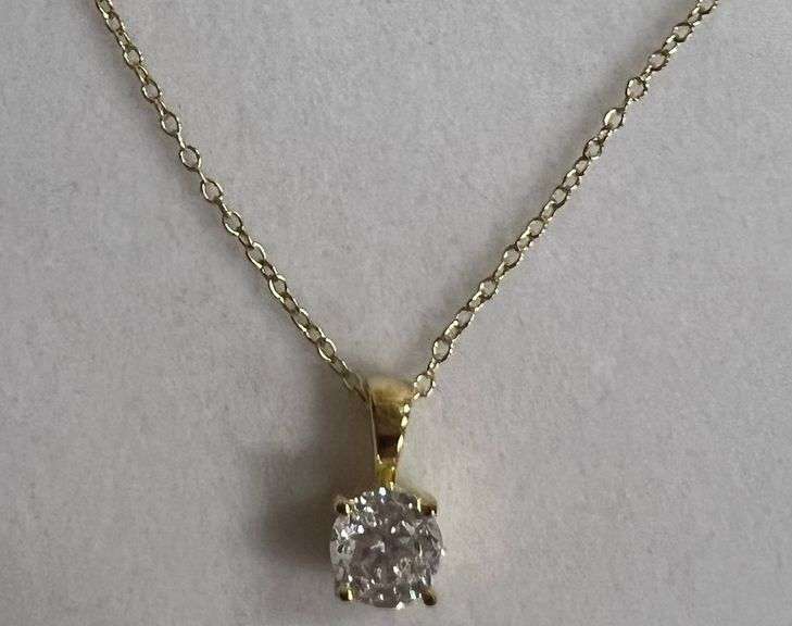 Sterling Silver 2ct Round Cut White Sapphire Necklace, 18in Chain