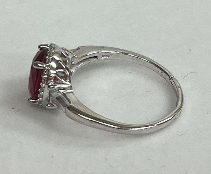 Sterling Silver Round Cut Ruby Dinner Ring