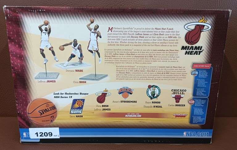 McFarland Toys NBA Mami Heat 3-Pack Action Figures of LeBron James, Dwyane Wade & Chris Bosh, In Original Package w/ NBA Hologram