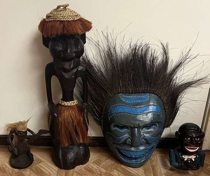 Misc. Vintage Tribal Lot, (1) Mask & (3) Figurines