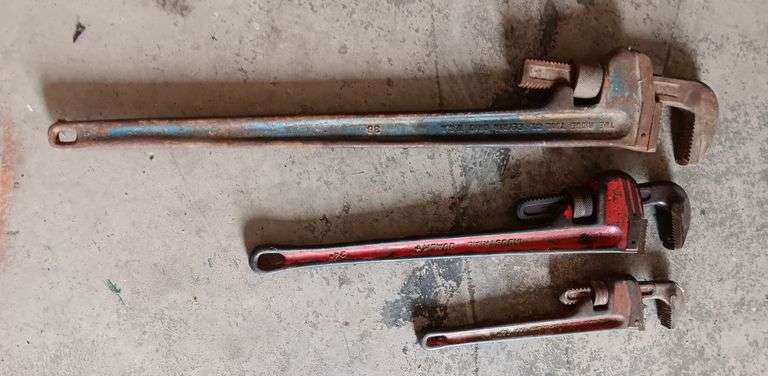 3) Pipe Wrenches, 36", 24" & 14"