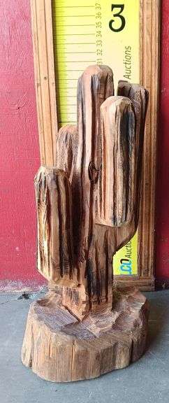 Hand Carved Wooden Cigar Indian, 78" Tall & Cactus 30" Tall