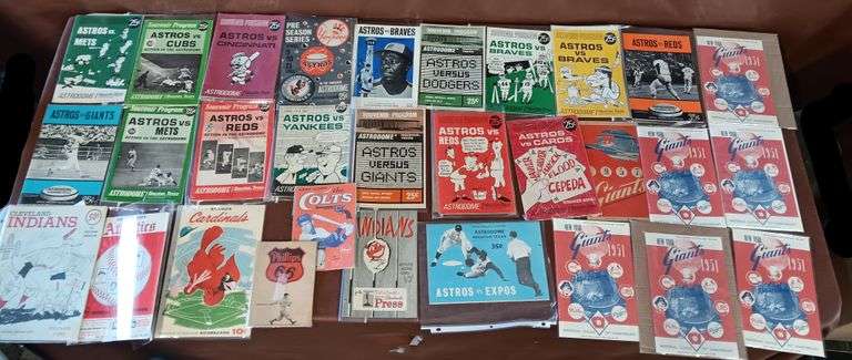 (29) Baseball Programs/Score Cards, Houston Astros, Autographed New York Giants, Indians, Cardinals, Colts & Phillips 66