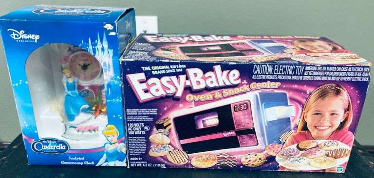 Cinderella Sculpted Anniversary Clock & Easy-Bake Oven & Snack Center, In Original Boxes