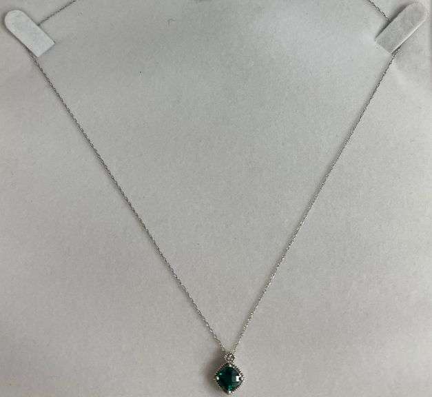 10k Gold Emerald Necklace, 18in Chain