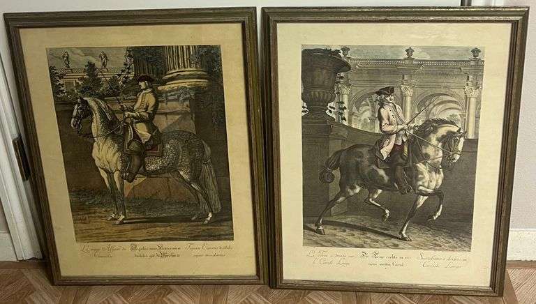(2) Framed Prints, "Le Trot a Droite Sur Le Cercle Large" & "Spanish Riding School" Inspired, Both By Johann Elias Ridinger