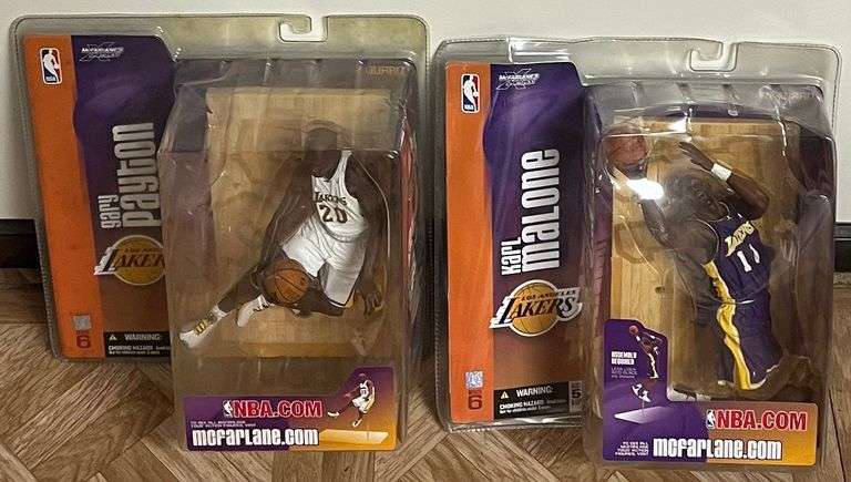 (2) McFarlane NBA Los Angeles Lakers Action Figures, Karl Malone & Gary Payton, Both In Original Packaging