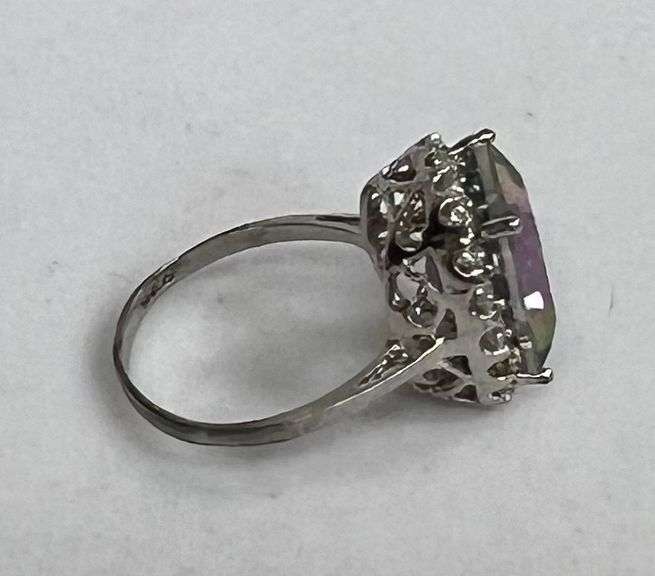 Sterling Silver 5.52ct Mystic Topaz Estate Dinner Ring