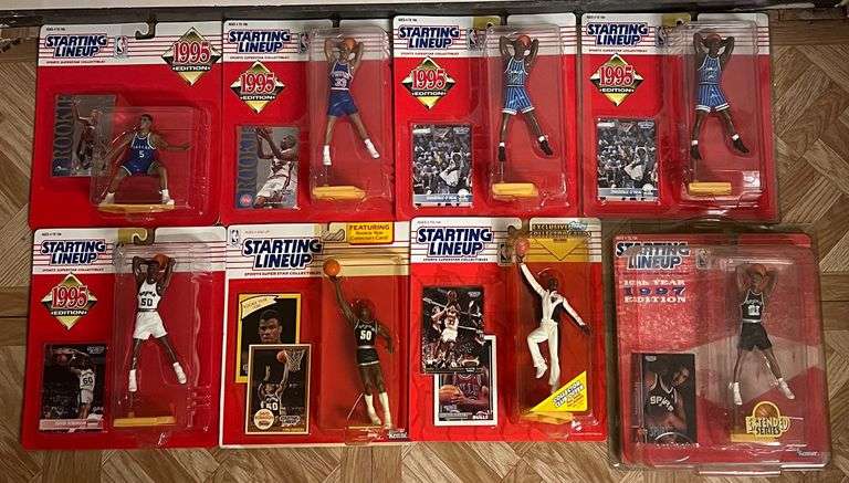 (8) Misc. Starting Lineup Basketball Action Figures, All In Original Packaging