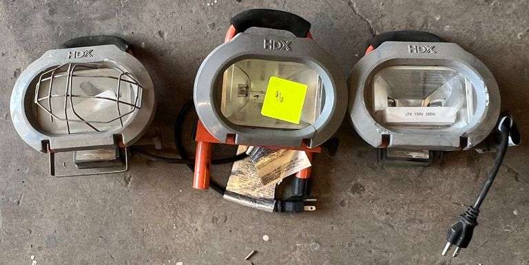 (3) HDX 250 Watt Portable Halogen Work Lights, All Do Work, 3 times the money