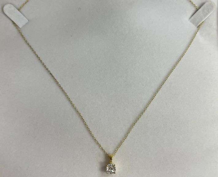 Sterling Silver 2ct Round Cut White Sapphire Necklace, 18in Chain