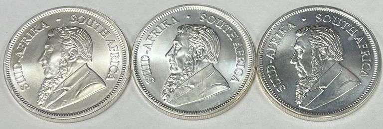 (3) Krugerrand 1oz Fine Silver Coins, 3 times the money