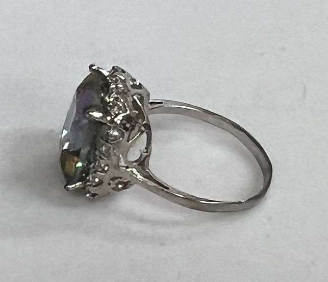 Sterling Silver 5.52ct Mystic Topaz Estate Dinner Ring