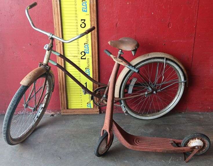 Vintage Western Flyer Bike & Vintage Radio Flyer Scooter