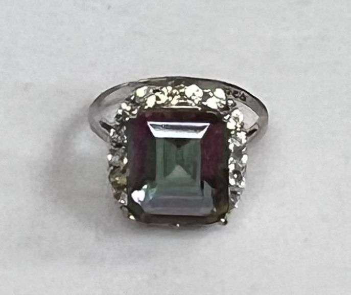 Sterling Silver 5.52ct Mystic Topaz Estate Dinner Ring