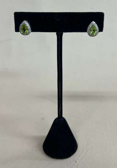 Sterling Silver Pear Cut Peridot Dinner Earrings
