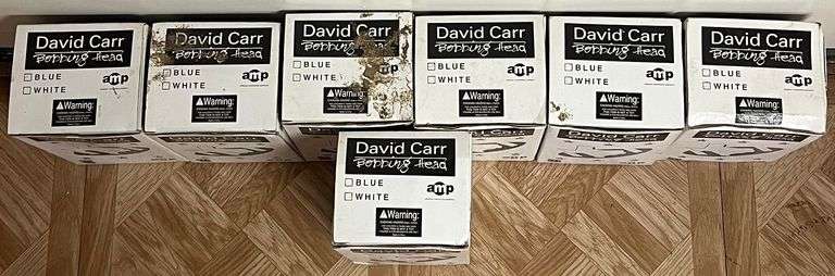 (7) David Carr Misc. Football Player Bobble Heads, 4 White & 3 Blue, All In Original Packaging
