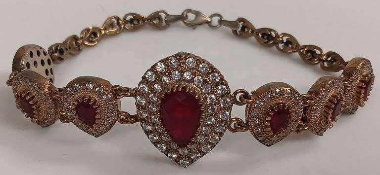 Sterling Silver 7.76ct Ruby Bracelet
