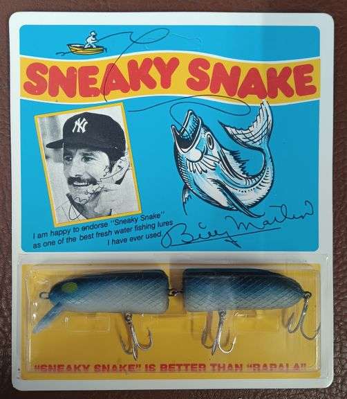 (12) Vintage Billy Martin "Sneaky Snake" Fishing Lures In Original Packaging