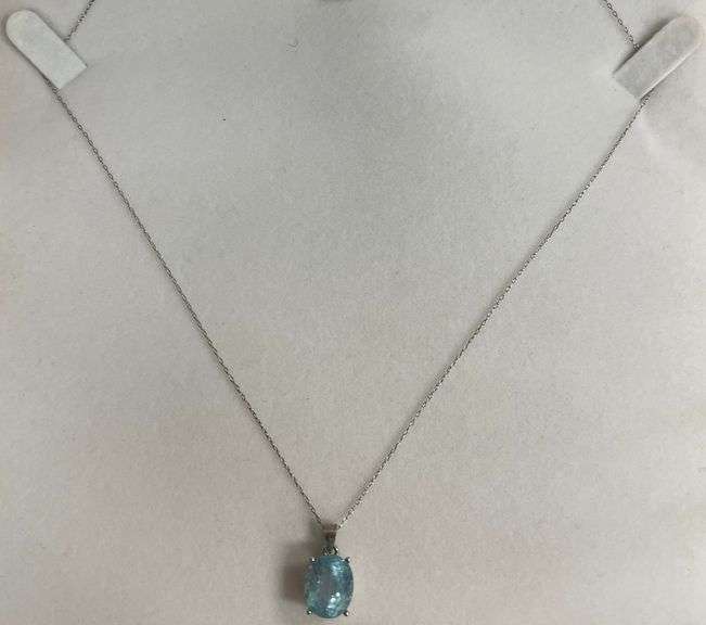Sterling Silver 3ct Swiss Blue Topaz Solitaire Necklace, 18in Chain