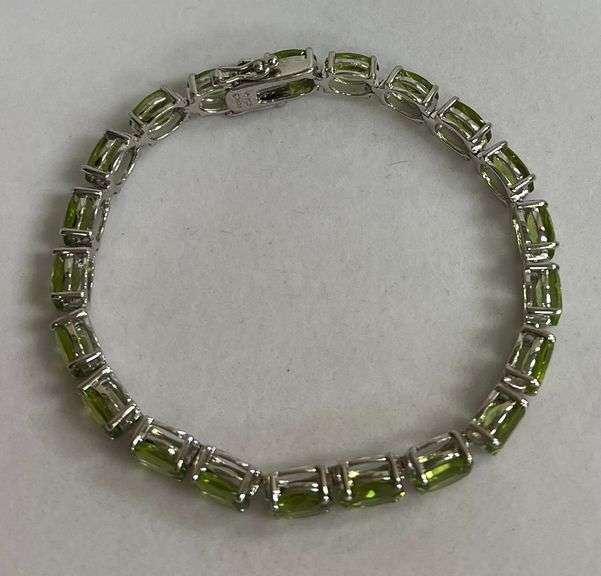 Sterling Silver 27.55ct Peridot Bracelet, 7.5in
