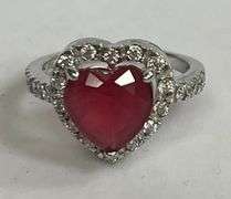Sterling Silver Large Sweetheart Ruby Dinner Ring