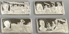(4) "One Hundred Greatest Americans" Sterling Silver Bars, 34 Grams Each, 136 Grams Total