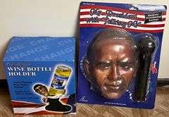 Misc. Barack Obama Lot, Presidential Wine Bottle Opener, Mr. President w/ Talking Mic, & Animated Barack Obama Bobblehead, All In Original Packaging