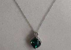 10k Gold Emerald Necklace, 18in Chain