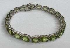 Sterling Silver 27.55ct Peridot Bracelet, 7.5in
