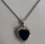 Sterling Silver 3.22ct Ocean Sapphire Heart Necklace, 20in Chain
