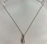 Sterling Silver White Sapphire Necklace, 18in Chain