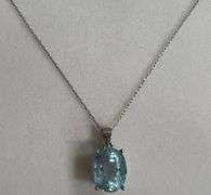 Sterling Silver 3ct Swiss Blue Topaz Solitaire Necklace, 18in Chain