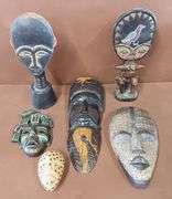 (6) African Mask, Statues & Mask Shaped Dish