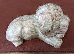Chinese  6.7lbs Solid Jade Hand Carved Foo Dog w/ Stand