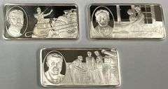(3) "One Hundred Greatest Americans" Sterling Silver Bars, 102 Grams Total