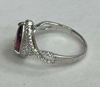 Sterling Silver 3.02ct Pear Cut Garnet Estate Ring